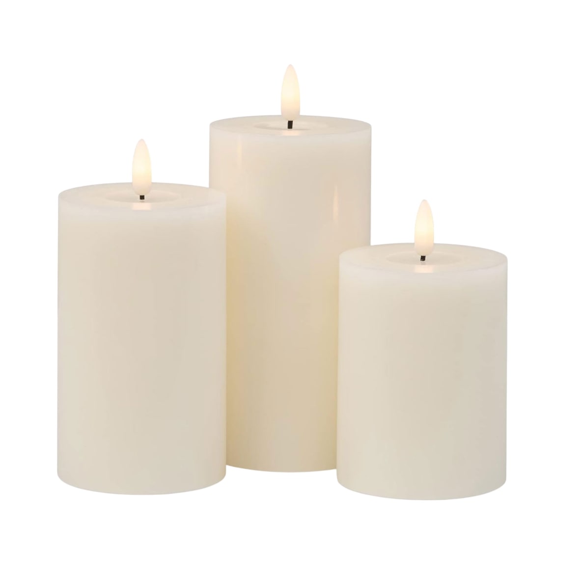 WellHome - Set di 3 candele di cera a LED con funzione timer e design rustico