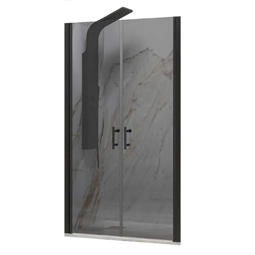 Porta Doccia Saloon Fumè Profili Neri H200 6mm - 115 cm