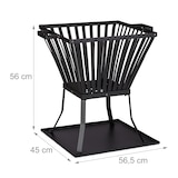 thumbnail of Relaxdays Feuerkorb XL mit Schürhaken, Terrasse u. Garten Feuerschale mit Unterlage, für Holz, HBT 56x56,5x45cm, schwarz