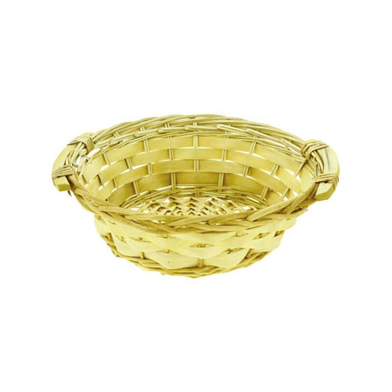 CREAPAK Campi corbeille ronde éclisse osier et bois déroulé ø 30x10 cm - carton de 20