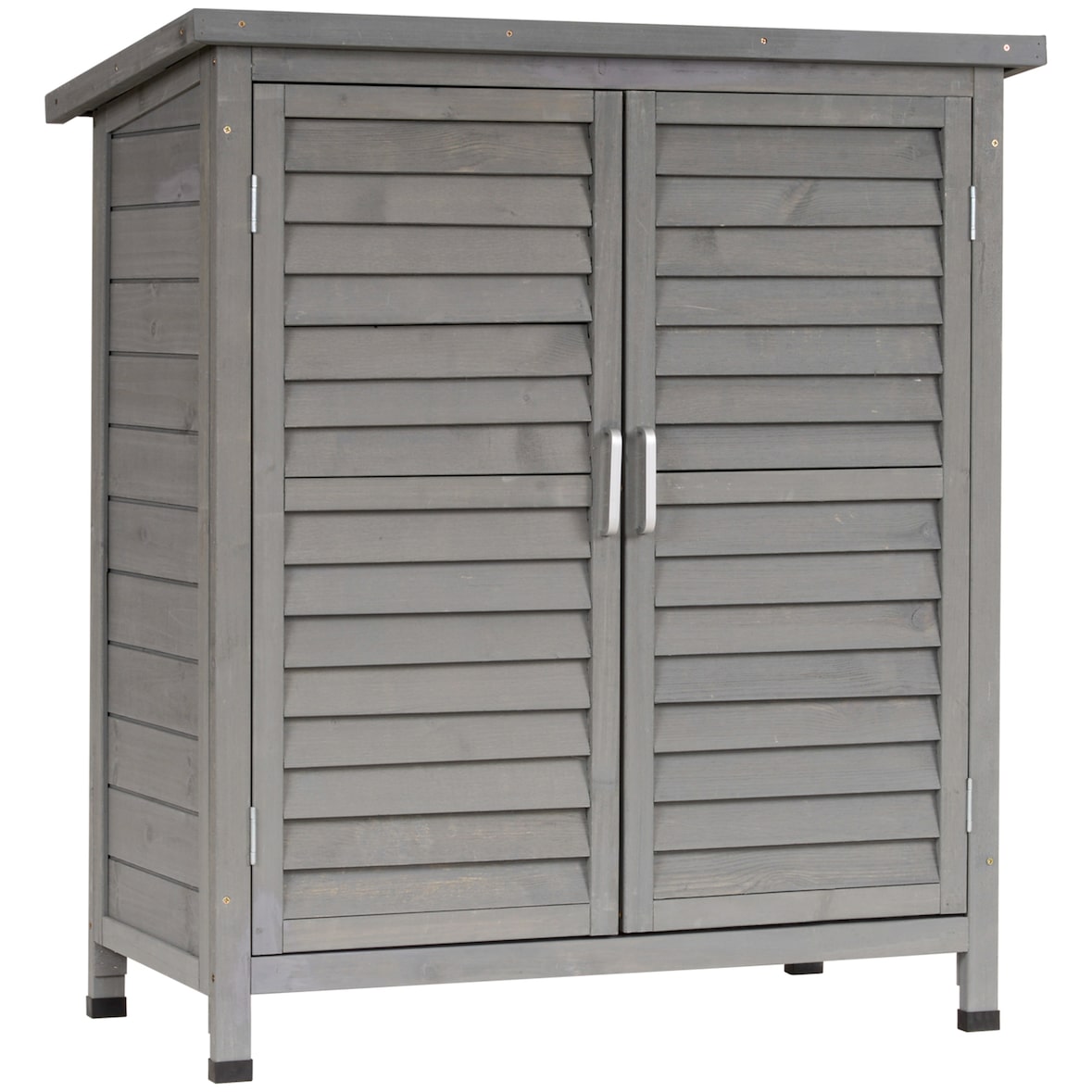 Cobertizo de Almacenamiento de Madera para Jardín con 2 Estantes Interiores 2 puertas y Techo Inclinado para Exterior Terraza 87x46,5x96,5 cm