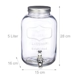 thumbnail of Relaxdays Getränkespender 5 l, Glas, Zapfhahn, Retro Saftspender Gastro, Vintage Limonadenspender Gartenparty, klar