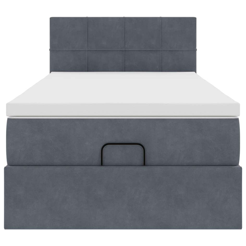 vidaXL Ottoman-Bett mit Matratze & LEDs Dunkelgrau 90x190 cm Samt