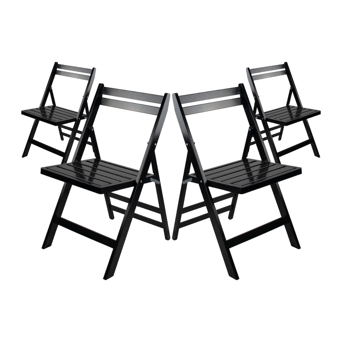 Pack 4 Sillas Plegables de Madera de Bambú Negro 42.5x47.5x79cm O91