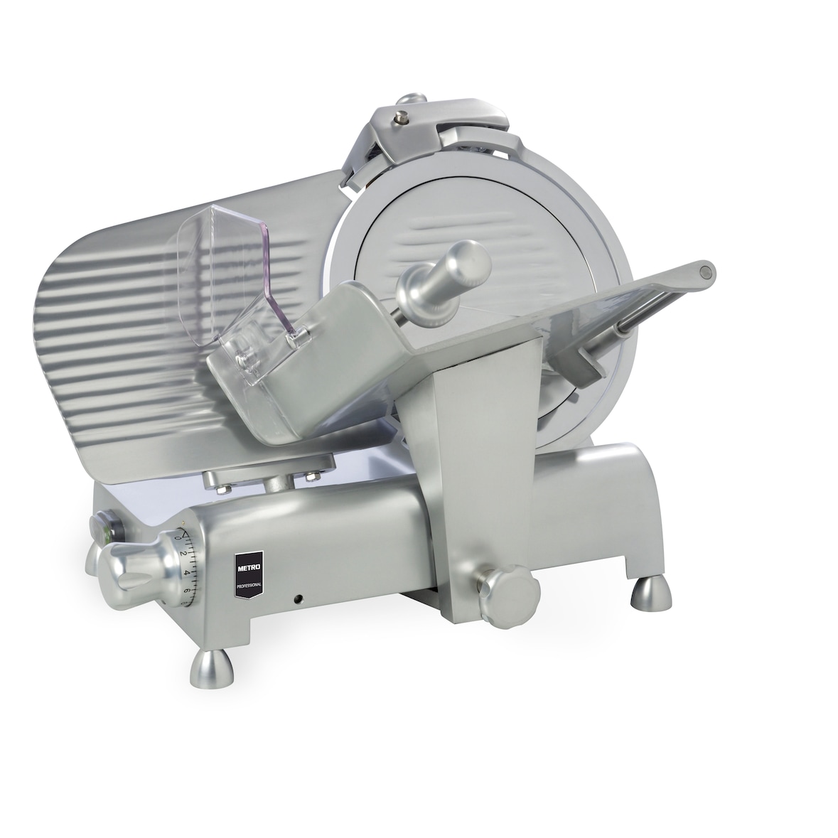 METRO Professional Trancheuse électrique GFS1030, Aluminium / Acier inoxydable, 24 x 19cm, 180 W, Couteau Ø 30cm, Epaisseur de coupe : 1-15mm, argent