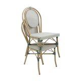 thumbnail of METRO PROFESSIONAL Chaise bistrot de terrasse PASSY, aluminium/dossier textile, aspect bamboo, vert/beige