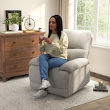 thumbnail of HOMCOM sillón reclinable de salón sillón relax reclinable manual tapizado en tela con reposapiés carga 160 kg para personas 150-190 cm 89x98x101 cm