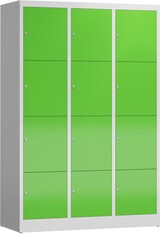 thumbnail of Fächerschrank Schließfachschrank 12 Fächer 1800 x 1200 x 500 mm, lichtgrau/gelbgrün X-523435