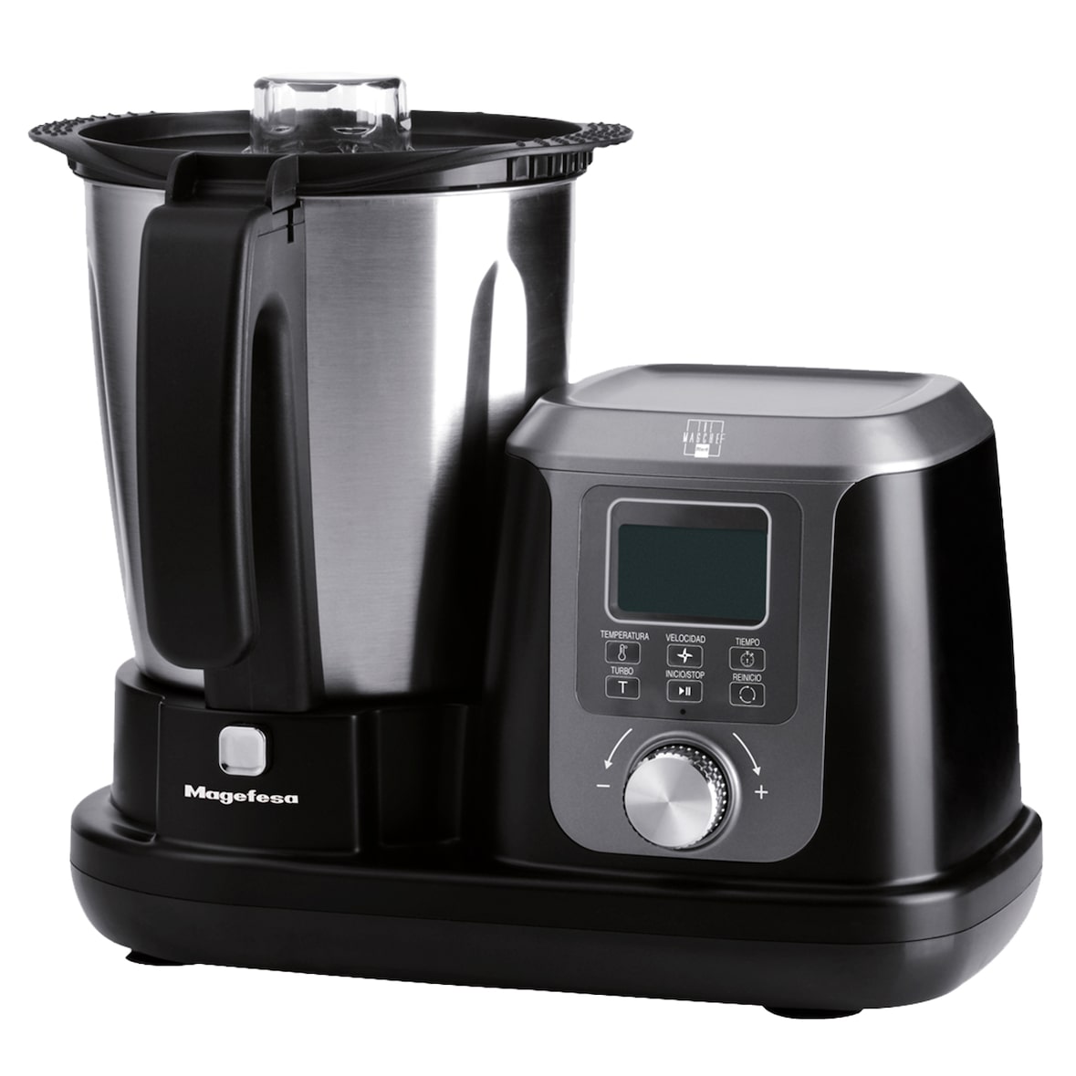 Magefesa Magchef - Robot de Cocina Multifunción Negro, Capacidad 3.3L, Incluye Recetario, Espátula, Batidor, Protector de Cuchillas, Vaso Medidor