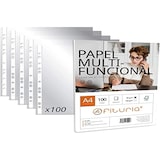 thumbnail of Fundas Plástico A4 Transparente: 100 Fundas Multitaladro Plástico para Folios + Paquete de Folios A4 con 100 Hojas de 90gr Multiusos - Ofituria