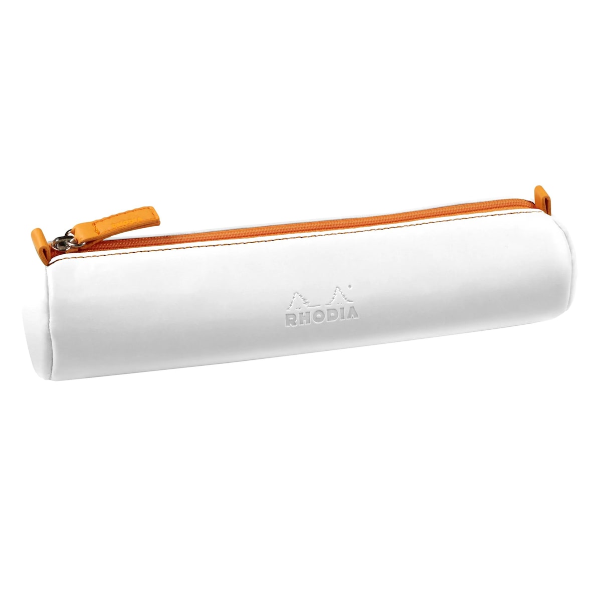 Rhodiarama rundes Schlampermäppchen aus italienischem Kunstleder, 5x21,5 cm - Weiß 319047C