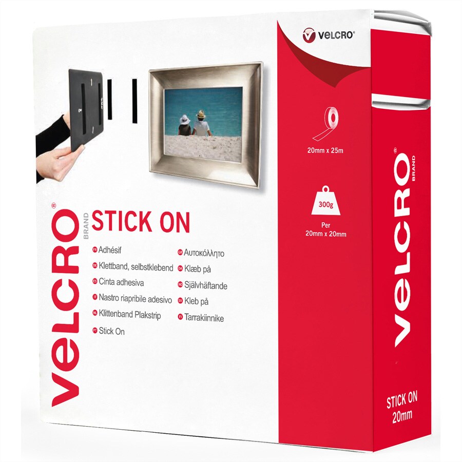 VELCRO® Klettband Selbstklebend Haken & Flausch 20mm x 25m Weiß