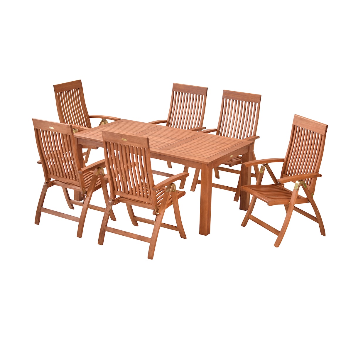 Merxx Comodoro Set 7tlg., 6 Klappsessel,Tisch 170 x 90 cm, Eukalyptus