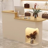 thumbnail of Rezeption Theke Bar Kasse Schreibtisch Holzoptik und Beige 100cm L