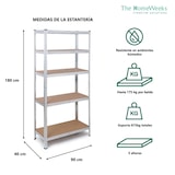 thumbnail of Estantería Metálica Galvanizada Pack 2 180x90x40cm Almacenaje 5 Baldas Ajustables MDF, Montaje sin Tornillos Uso Garaje Oficina Despensa The HomeWeeks