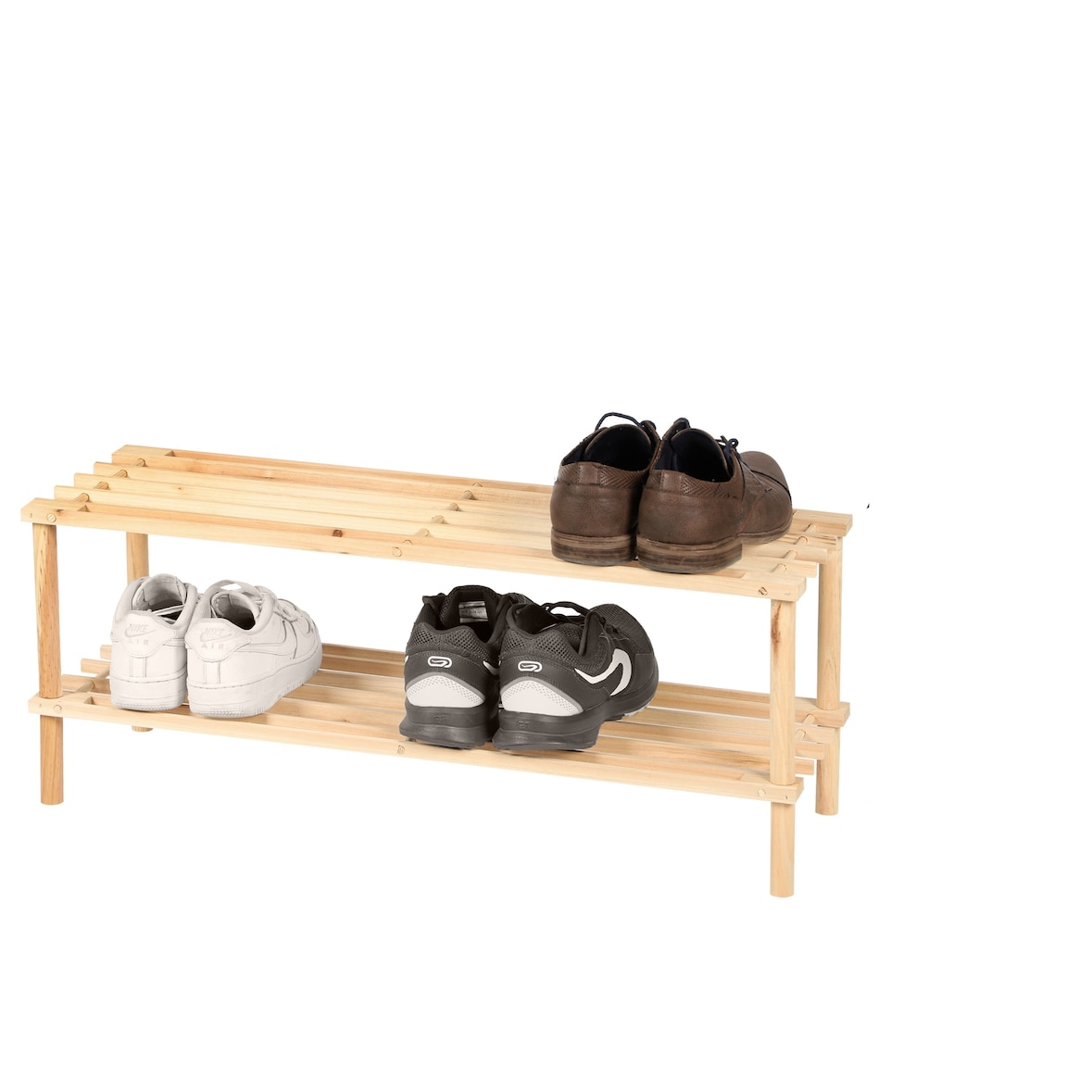 Bamboe Schoenenrek – 2 Lagen – 73,5 x 26 x 30 cm – Compact Schoenen Organizer – Duurzaam en Stijlvol Design – Bruin