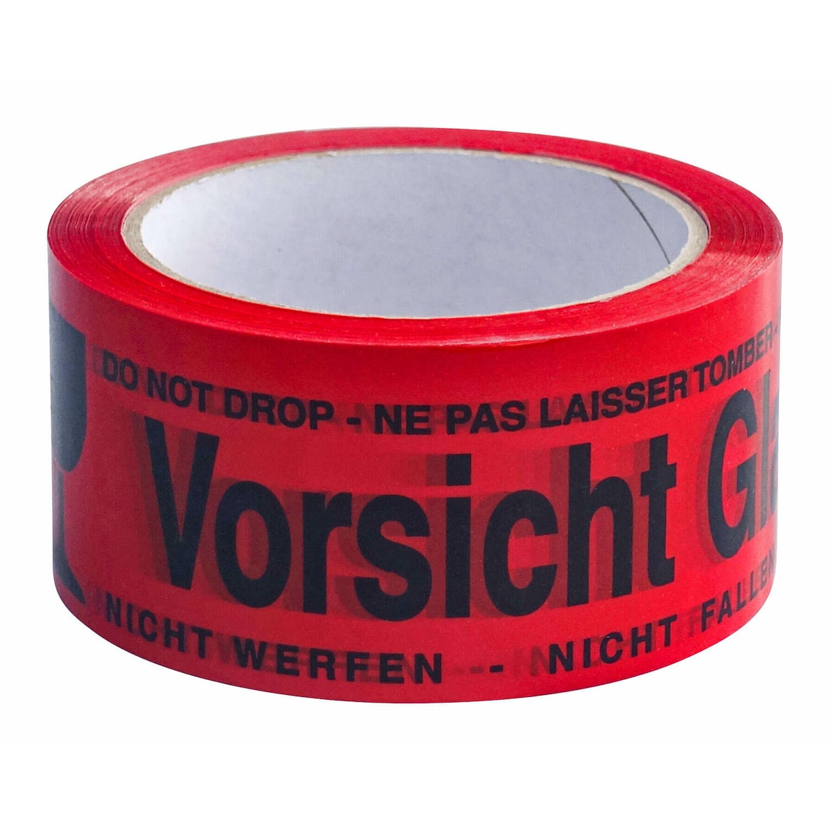 6x Packband Klebeband OPP-919NN 50mmx66m rot mit Aufdruck VORSICHT GLAS