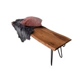 thumbnail of Sitzbank Baumkante 160 cm nussbaum massiv Akazie Hairpin-Gestell schwarz