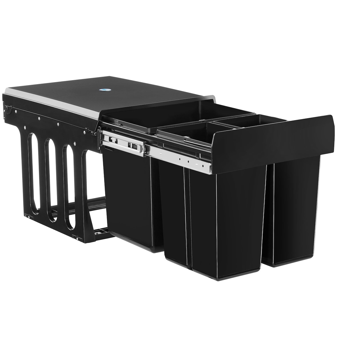 tectake Inbouw prullenbak Ashlyn, 3-voudige scheiding, 31L, telescooprails - zwart - 405885