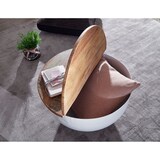 thumbnail of Industrie Stil Couchtisch `Serchio`: Klappbare Tischplatte, Aufbewahrung, recyceltes Massivholz, Metallkörper. Weiß, 60x60x34 cm | Kadima Design