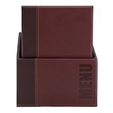 thumbnail of Securit® Menühalter im trendigen Lederstil, Box mit 20 Stück (je 1 Doppelinsert, zeigt 4xA4)
