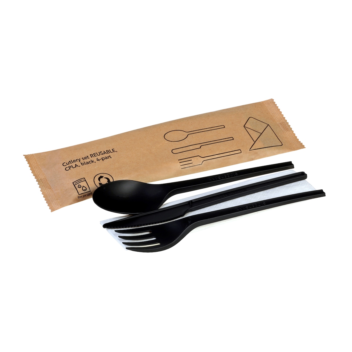 DeinPack 1000 Bestecksets CPLA schwarz 4-teilig