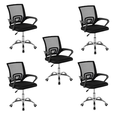 Set 5 Sedie da Ufficio DASCK – Sedie Ergonomiche in Rete con Altezza Regolabile e Base Cromata