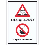 thumbnail of Achtung Laichzeit Angeln verboten hochkant Aufkleber A9 (37x52mm)