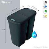 thumbnail of Keden Compact Q duo Mülleimer 45L mit 2 unabhängigen Deckeln in Weiß und Grau