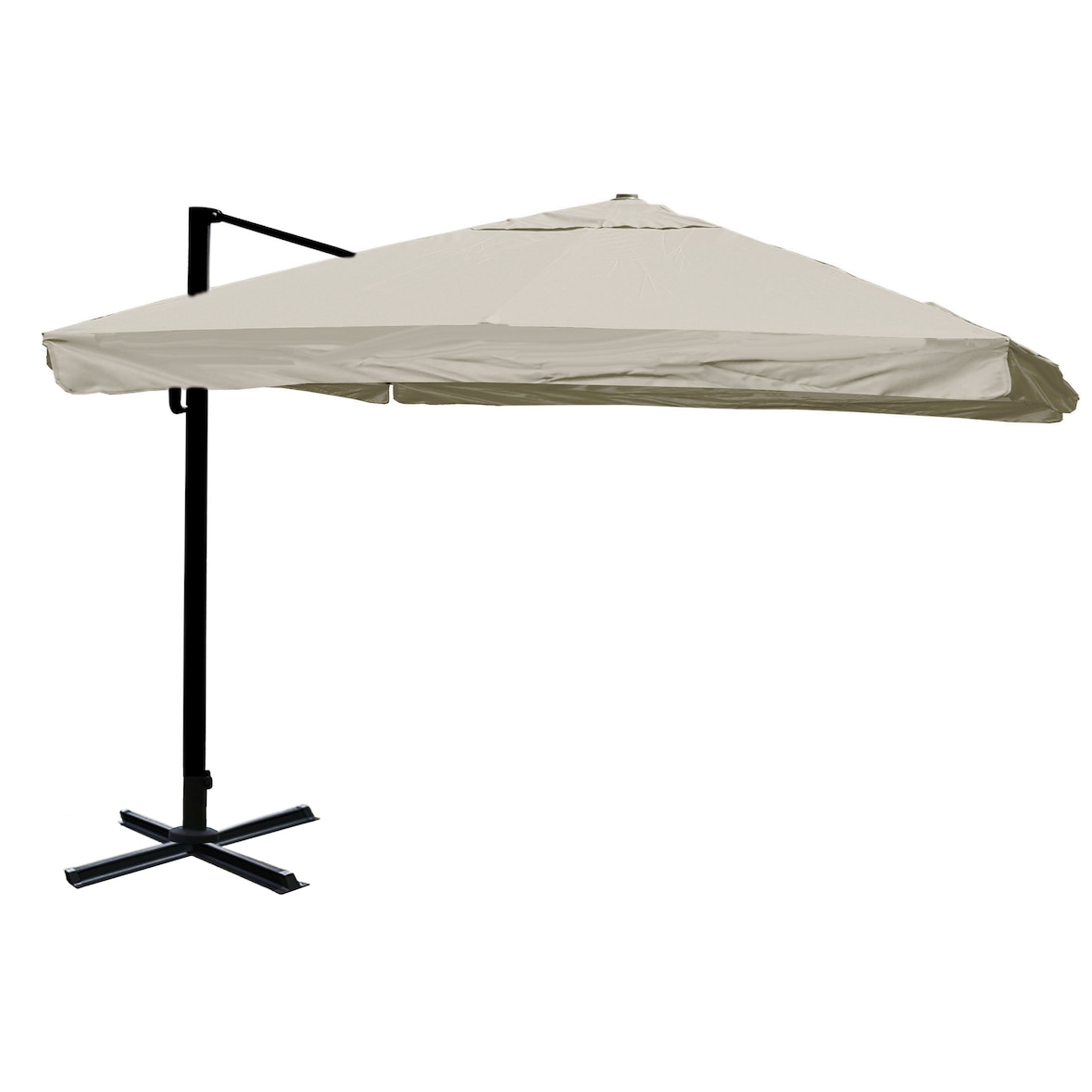 Gastronomie-Ampelschirm HWC-A96, Sonnenschirm, 3x3m (Ø4,24m) Polyester/Alu 23kg ~ Flap, creme-grau ohne Ständer