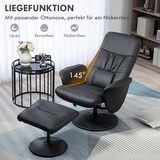 thumbnail of Relaxsessel mit Hocker Kunstleder Schwarz 101x76x76 cm mit Liegefunktion bis 145 Grad drehbar, hoher Rücken, Metallrahmen für Wohnzimmer Büro