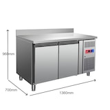thumbnail of Mesa refrigerada , bajo mostrador 2 puertas de acero ventilada mural, 1360 x 700 x 850 + 100 mm alta calidad
