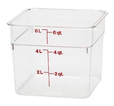 CAMBRO - 6SFSCW-135 - Recipiente quadrado 5,7 L - 21,5 x 21,5 x 18,5 cm - Transparente (Tampa não incluída) - Contém 1 unidade.