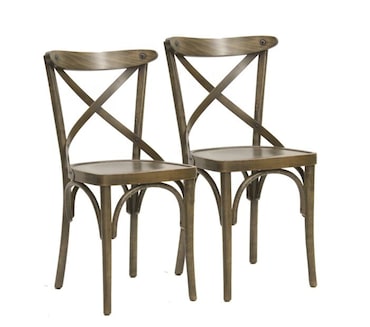 METRO PROFESSIONAL Restaurantstoel Cross set van 2, beukenhout, vintage bruin