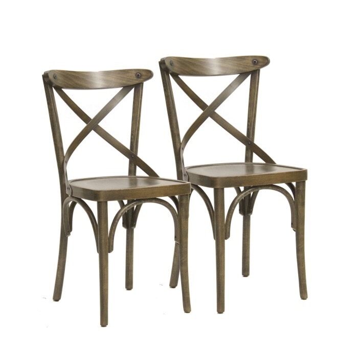 METRO PROFESSIONAL Restaurantstoel Cross set van 2, beukenhout, vintage bruin