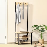 thumbnail of Perchero de Pie Perchero Metálico Zapatero 2 Estantes 4 Ganchos Colgador Pasillo