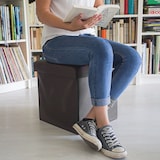 thumbnail of Relaxdays Faltbarer Sitzhocker, Sitzcube mit Stauraum u. Deckel, Fußablage, Sitzwürfel aus Kunstleder, 38x38 cm, braun