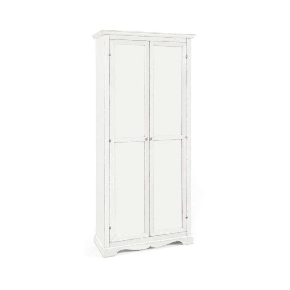 shopinnovativo -Armadio stipo 2 ante 6 ripani arte povera in legno massello e mdf con rifinitura in bianco 87x40x192 H