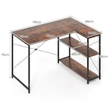 thumbnail of COSTWAY Escritorio en Forma de L, Escritorio de Esquina Reversible con Estante Ajustable y Marco de Metal, Mesa de Computadora de Madera