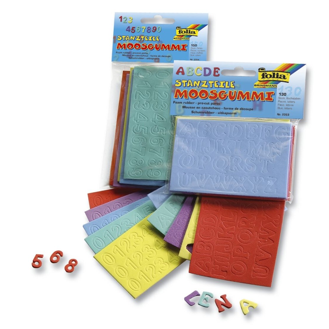 Folia 2353 Moosgummi Stanzteile "Buchstaben" - 130 Stück, sortiert