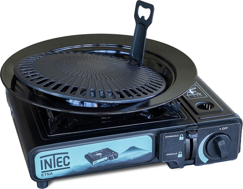 Réchaud Gaz Portable 2200W ETNA INTEC + Plaque Grill + 4 Cartouches - Allumage Piézo