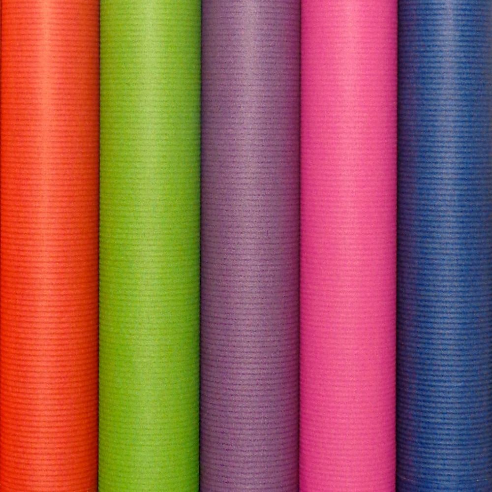 Benza cadeaupapier - Gekleurde kraft inpakpapier - 200 x 70 cm - 5 rollen
