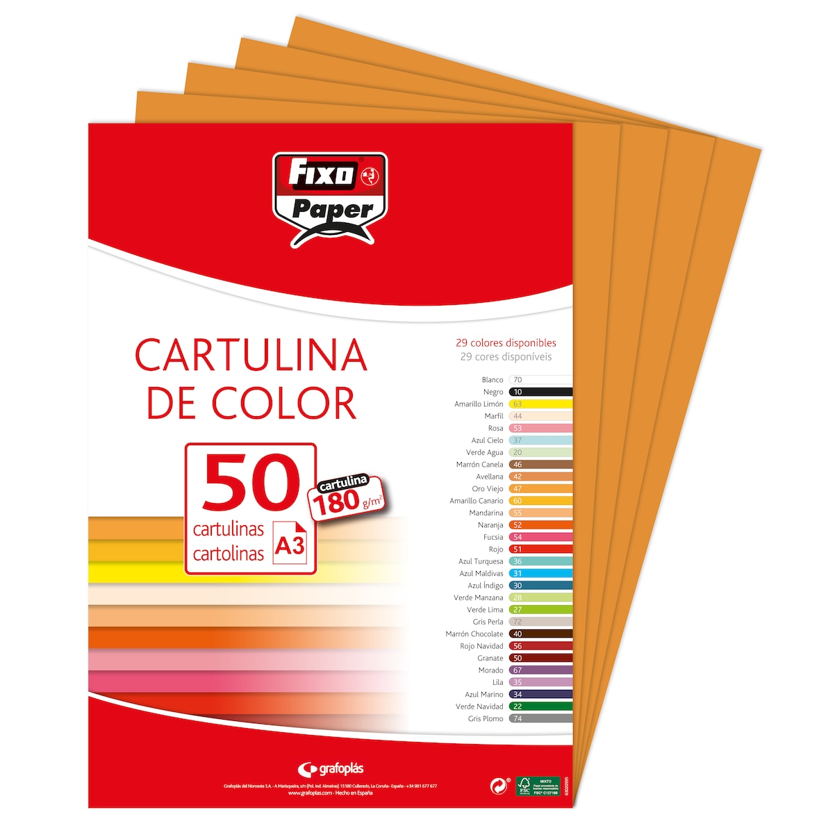 Pacote de 50 Cartolinas de 180g. Tamanho A3  Cor avelã
