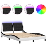 thumbnail of vidaXL Bettgestell mit LED Weiß und Schwarz 140x190 cm Kunstleder