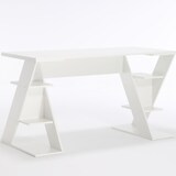 thumbnail of Scrivania Ufficio Pc Tavolo Porta Computer con 6 Ripiani Laterali Salvaspazio, Mobile in Legno, per Studio e Casa - 137x60x75cm Bianco