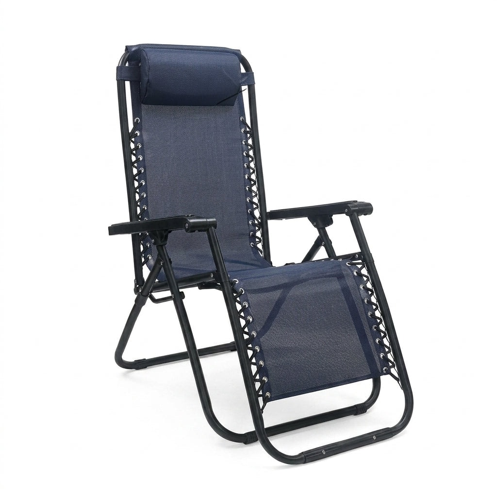 HEMAX, Sdraio Zero Gravity Relax in Textilene, 112x65 cm, Poltrona da Giardino Ergonomica, blu