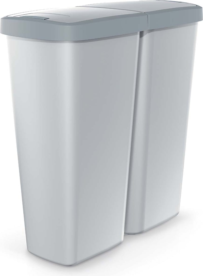 KEDEN® Mülleimer Küche 50L 2 Fächer mit Deckel Grau Grün