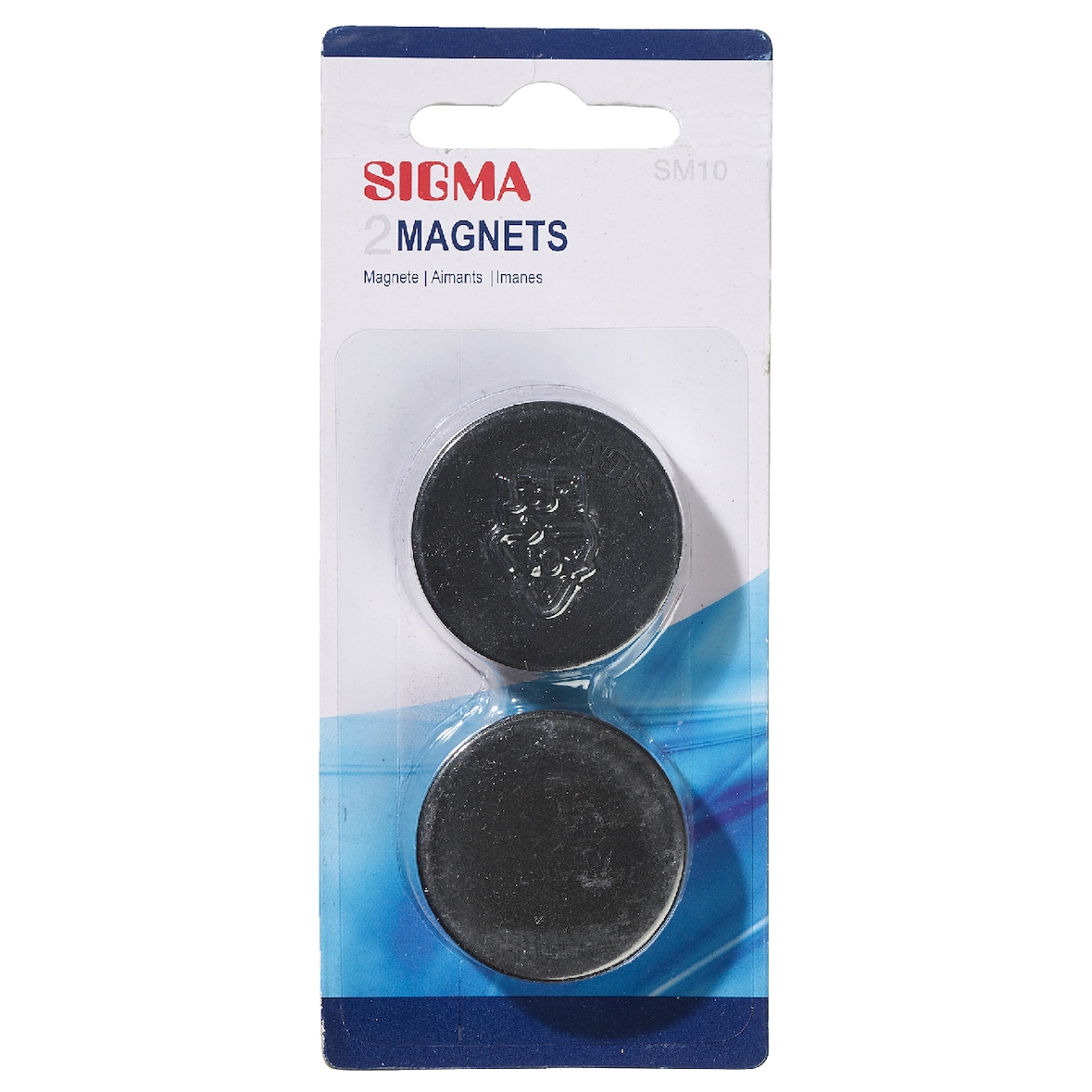 SIGMA Ímanes, poliestireno, Ø 3.8 cm, preto, 2 unidades