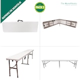 thumbnail of Pack Mesa Plegable con 2 Bancos Solid 180cm portátiles | Normativa Uso público | 6/8 Personas | Carga 150 kg Mesa y 300 kg por Banco The HomeWeeks