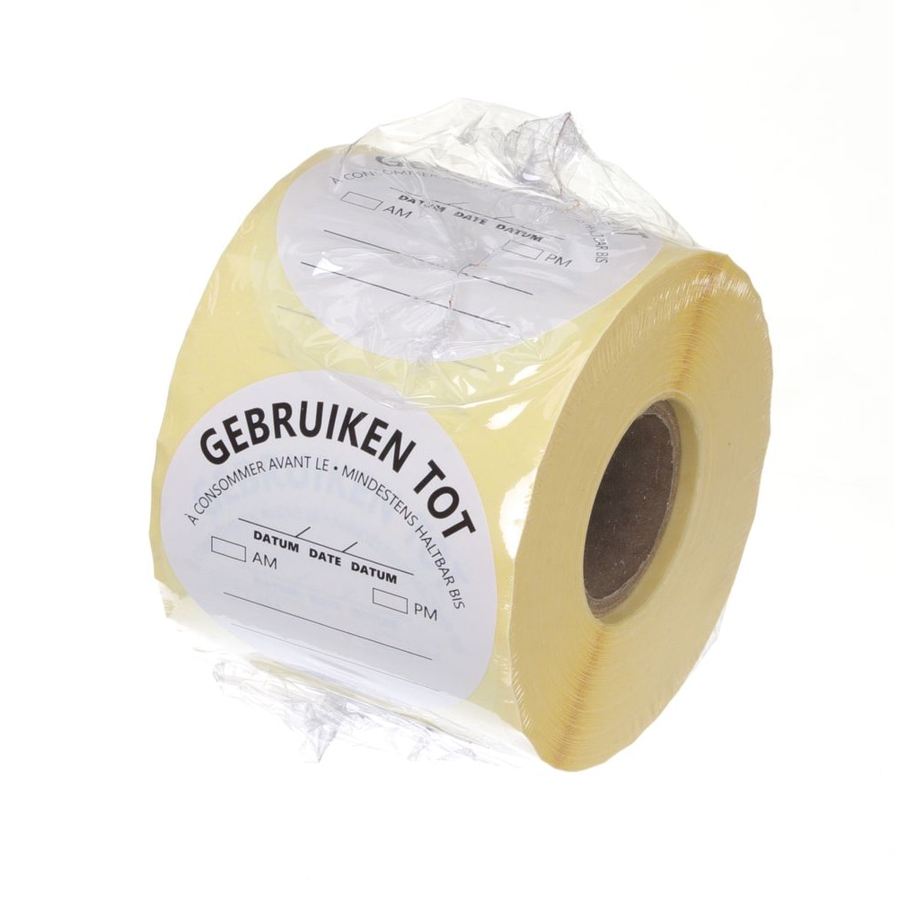 Stickers voedselveiligheid, multifunctioneel, gemakkelijk te verwijderen, " € CONSUMENT DE PREFERENCE VOOR", HENDI, Wit, 500 u., Ø50mm